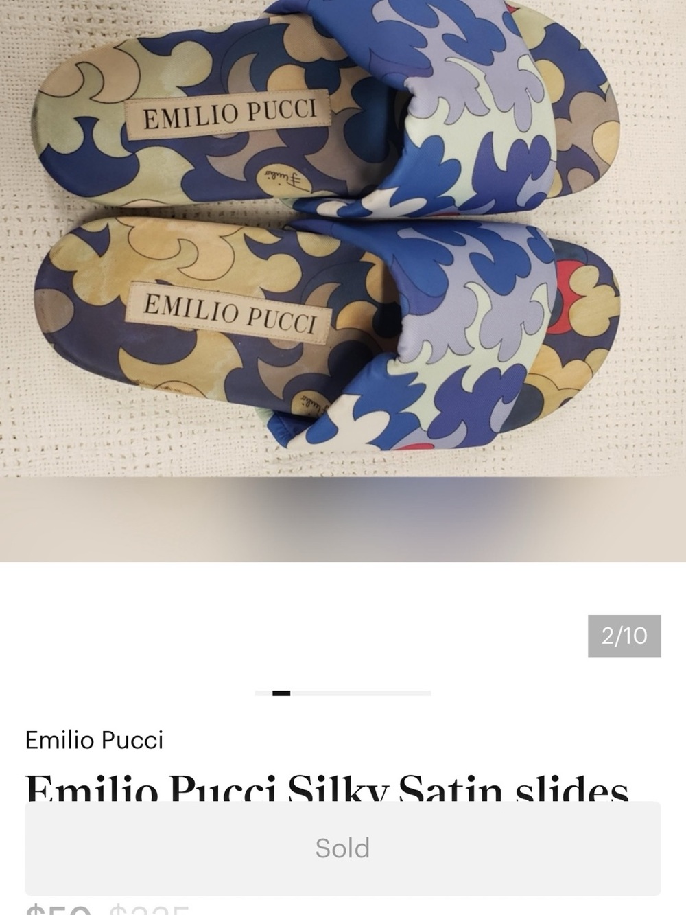 Emilio Pucci Blue Multicolor Wave-Pattern Slide Sandals - Picture 6 of 8
